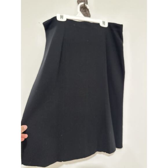 Brooks Brother Black Extra Fine Italian Merino Wool Knit Skirt Buttons Size L - Picture 5 of 6